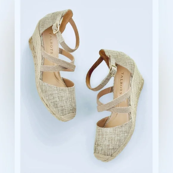 Natural Linen Espadrille with Wedge Heel and Elasticized Adjustable Strap - Picture 2 of 6